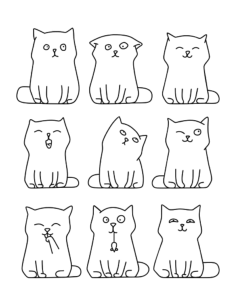 Cute Cartoon Outlines Cat Tracing Worksheets Pdf, Free Vectors File
